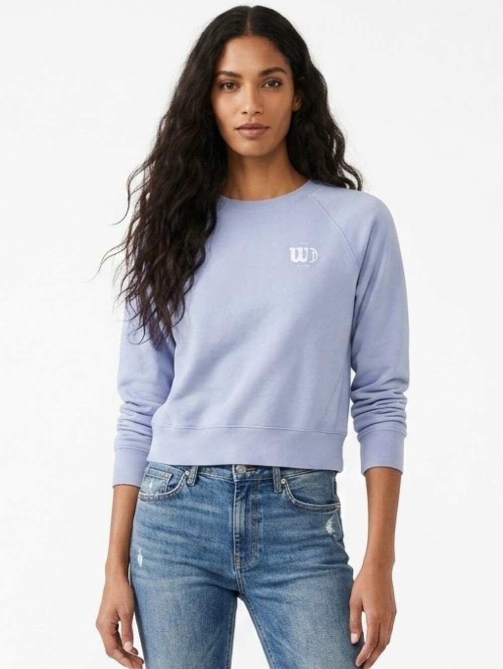 Wilson Tennis Court & Logo Emblem Crewneck Sweatshirt In Light Blue - XS